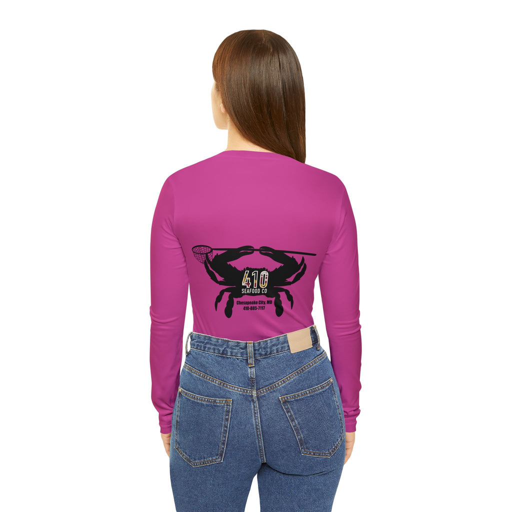 410 Seafood Long Sleeve V-Neck - Pink