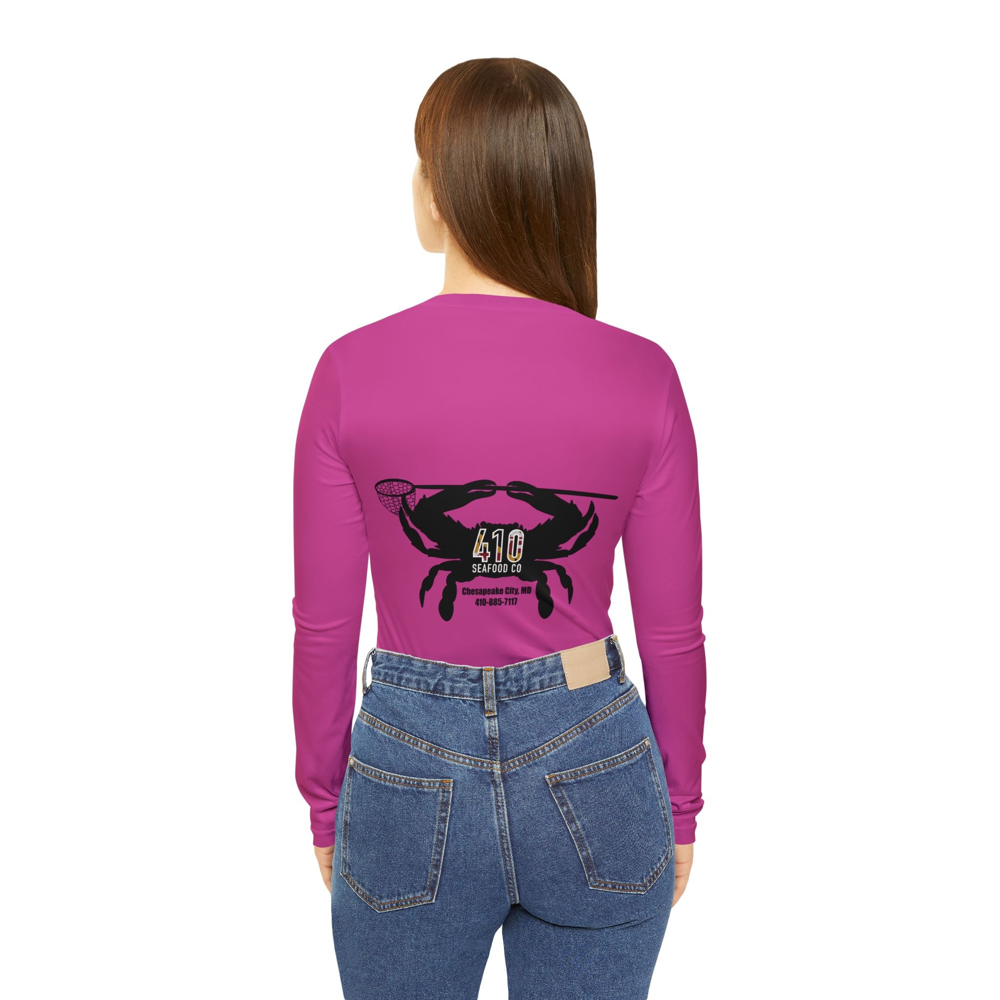 410 Seafood Long Sleeve V-Neck - Pink