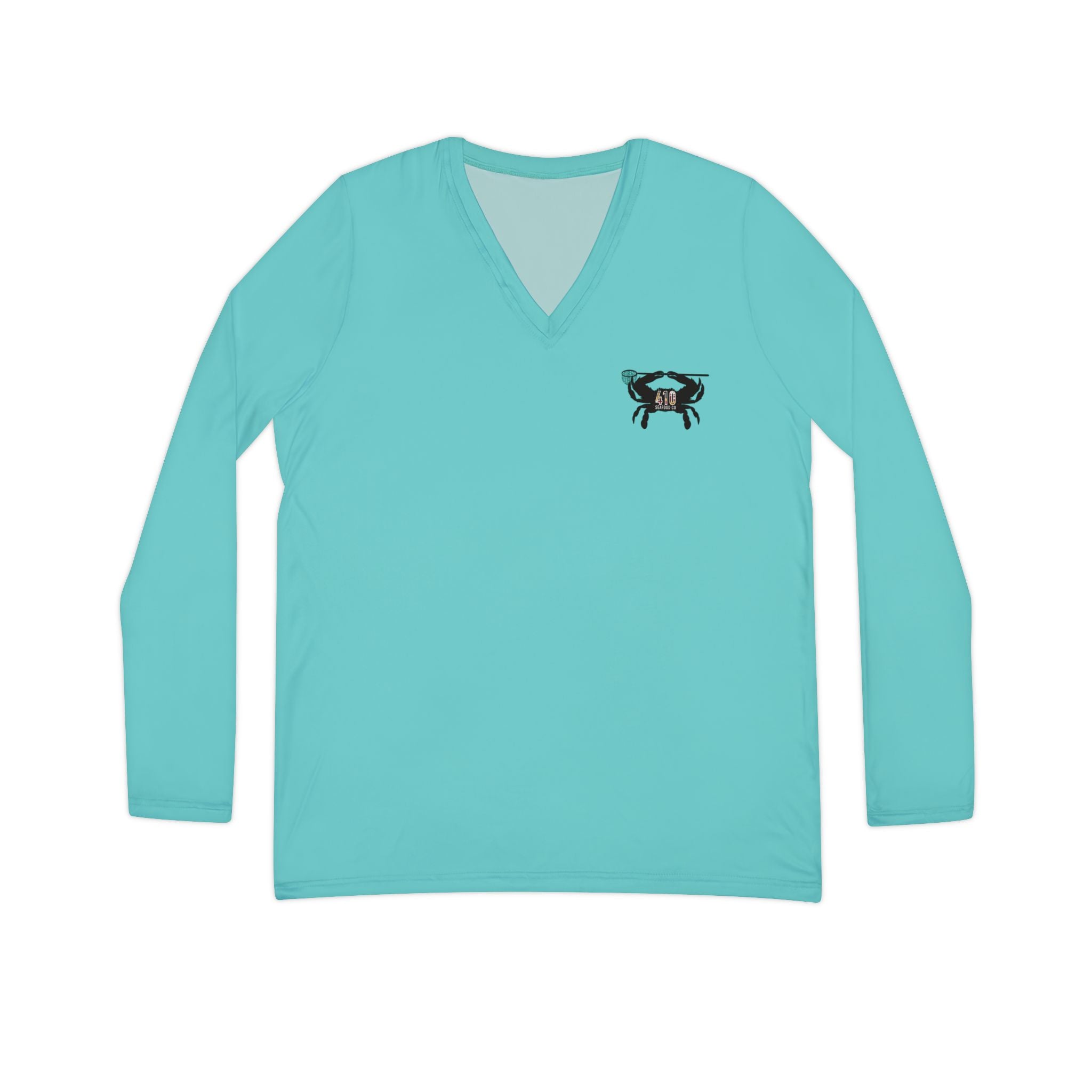 410 Seafood Long Sleeve V-Neck - Teal