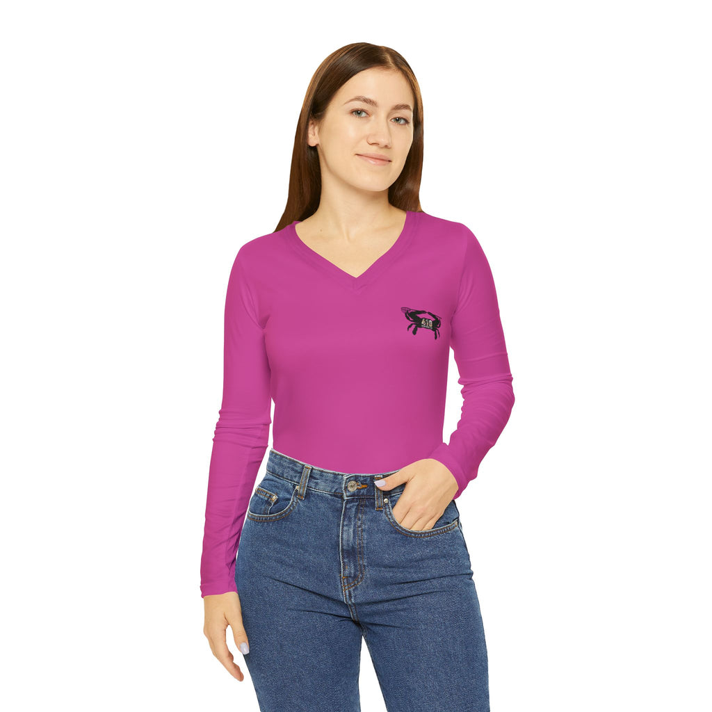 410 Seafood Long Sleeve V-Neck - Pink