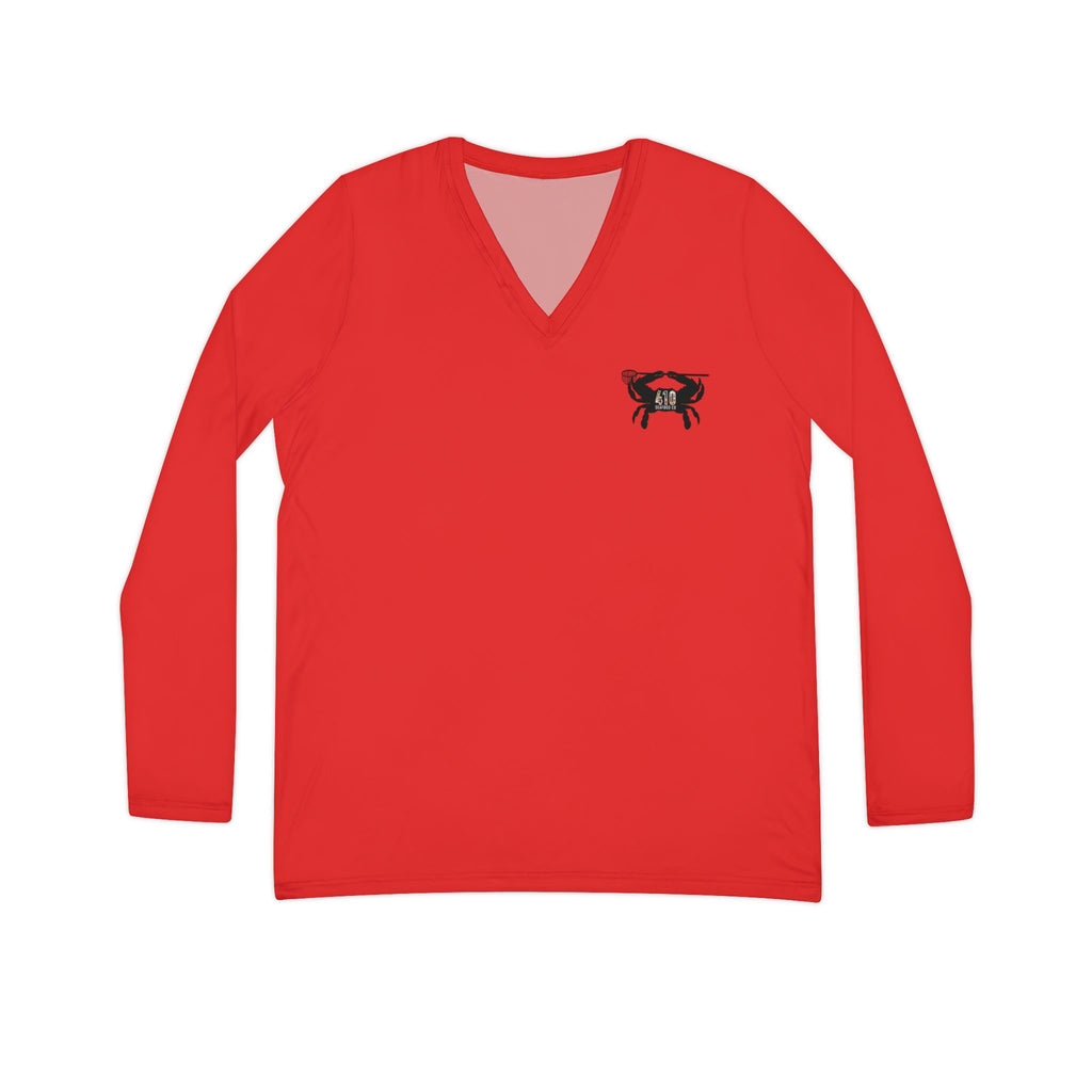 410 Seafood Long Sleeve V-Neck - Red