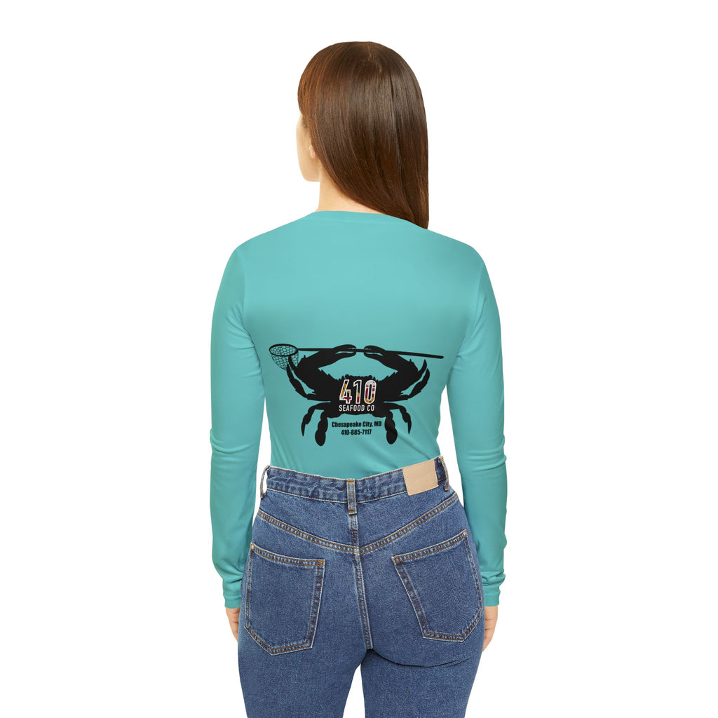 410 Seafood Long Sleeve V-Neck - Teal