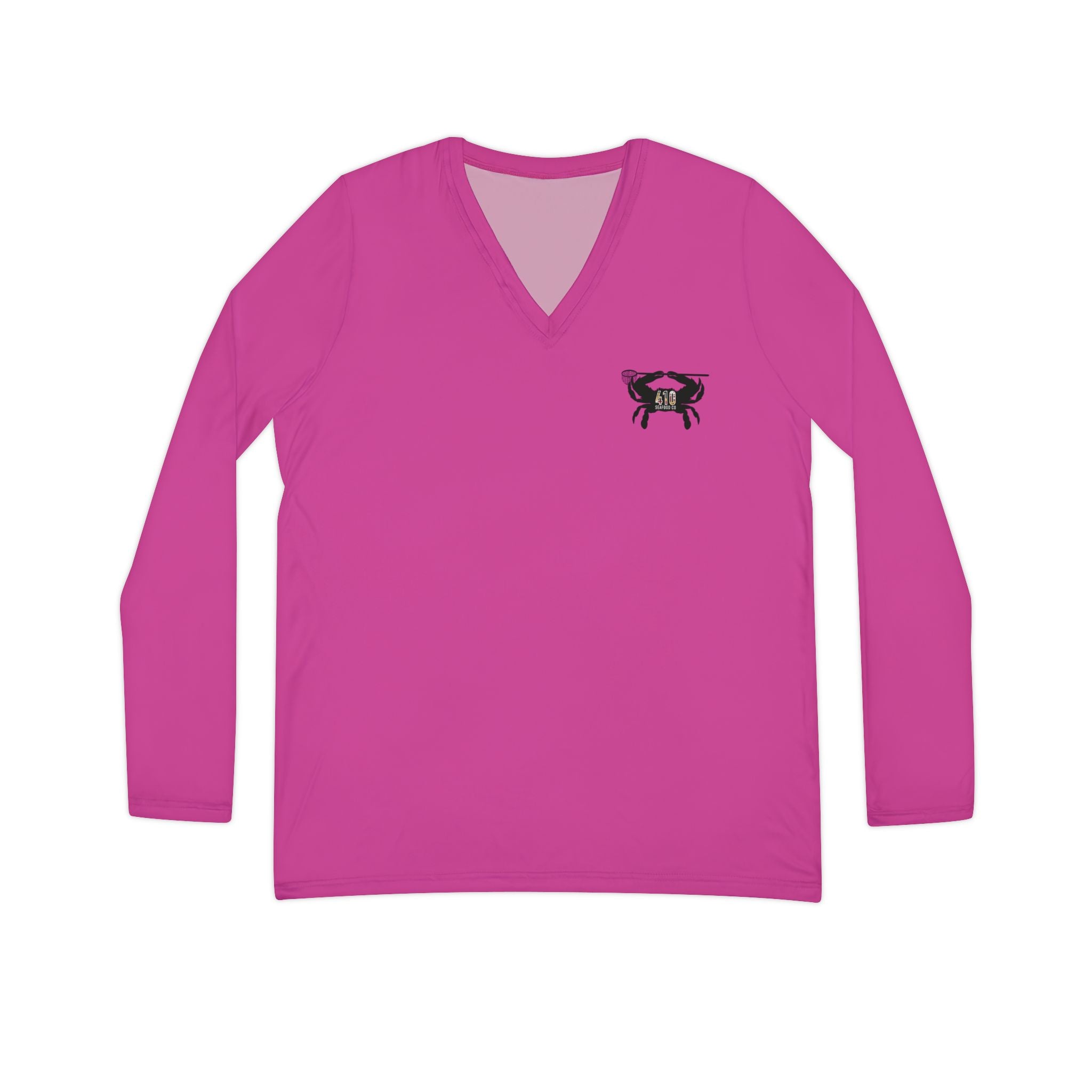 410 Seafood Long Sleeve V-Neck - Pink